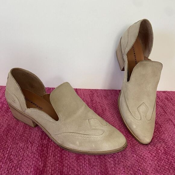 Lucky Brand Merlyin Loafer Suede Leather Light Brown Tan Size 8.5 - Picture 1 of 12